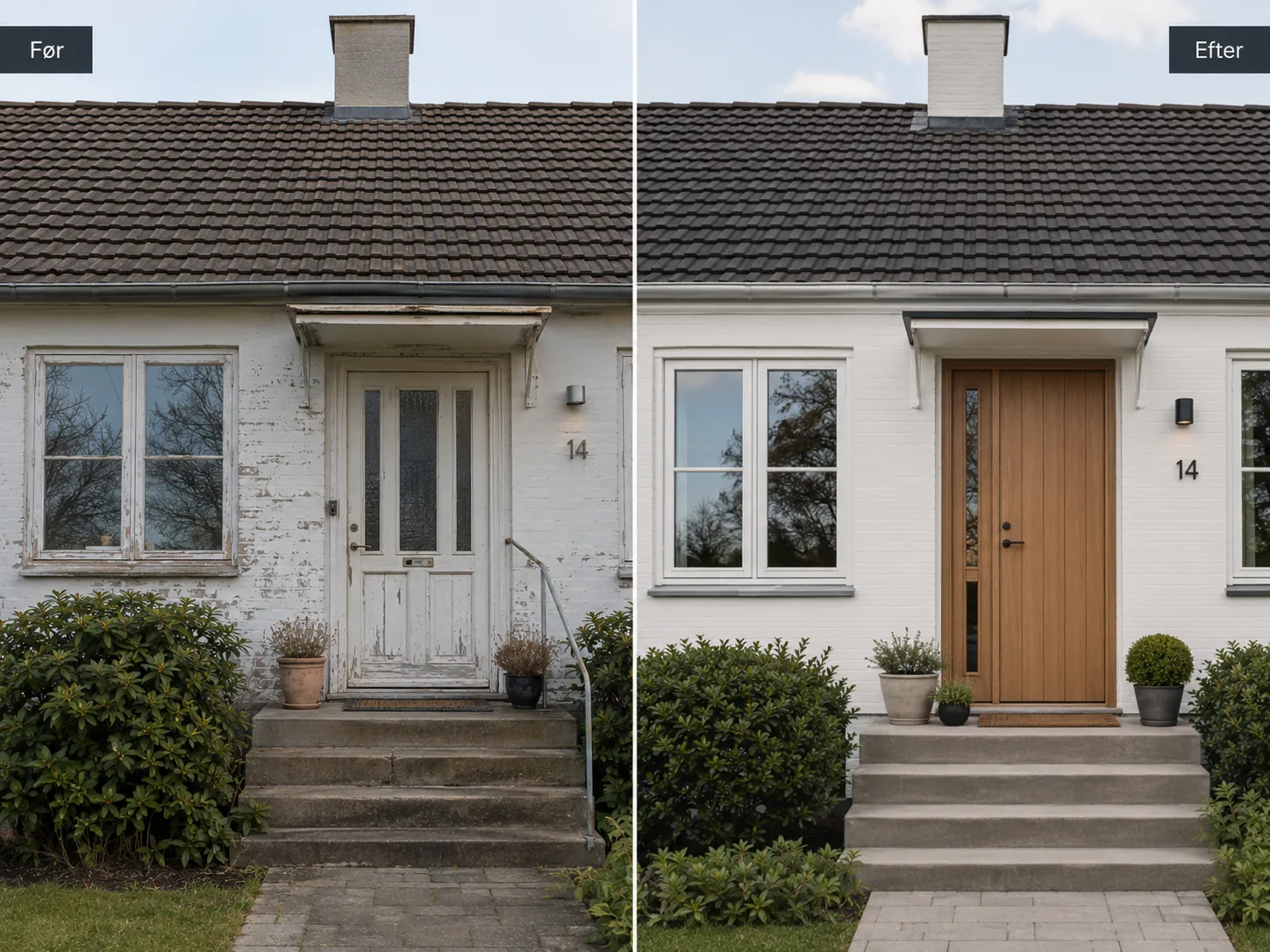 Før og efter tømrerarbejde på Falster — opgave 3